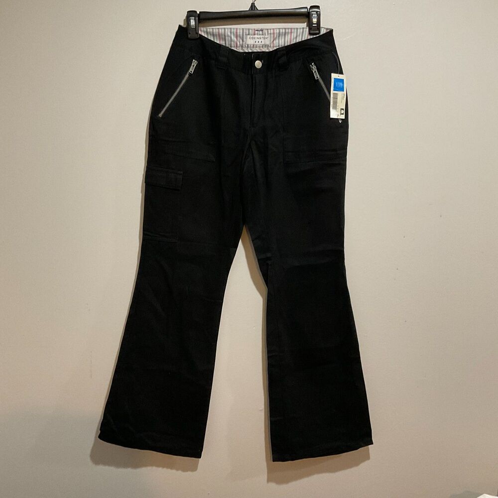 Vintage Covington Twill Cargo Pants Black Size 6 NWT Y2K Utility Workwear Street